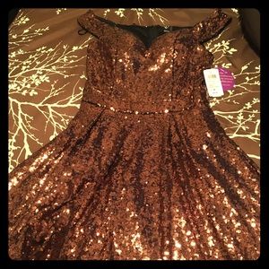 Copper savannah sequin party dress